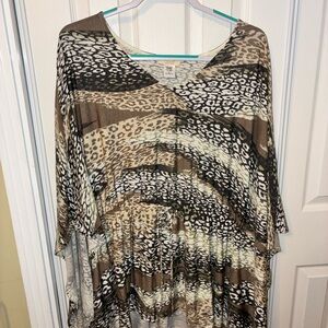 ODDY Animal Print Tunic in Brown and Cream